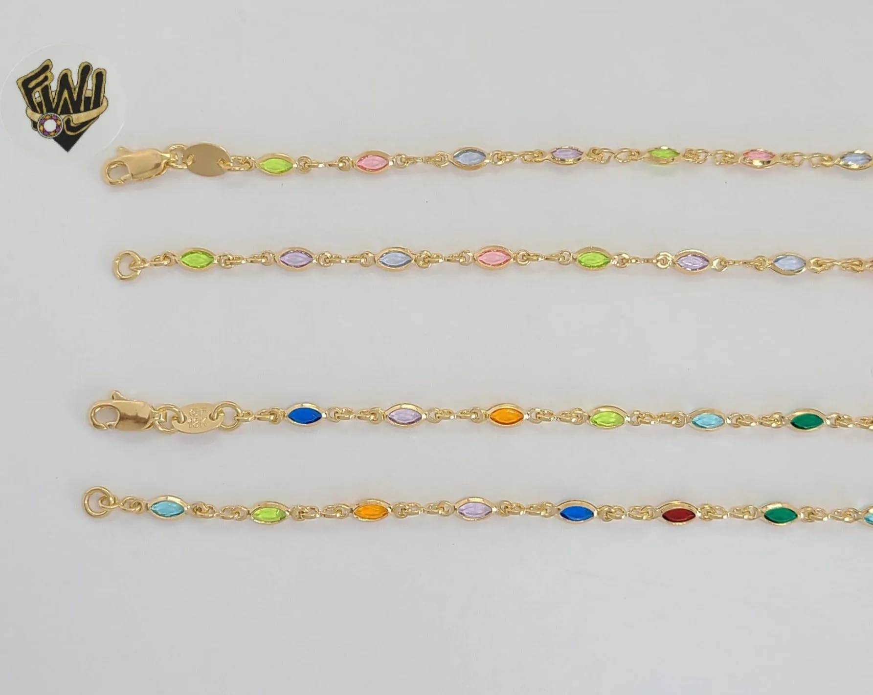 (1-1598) Gold Laminate - 3mm Multicolor Oval Link Chain - BGF