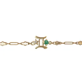 14K Gemini Horoscope Birthstone Bracelet (Pearl   Emerald)