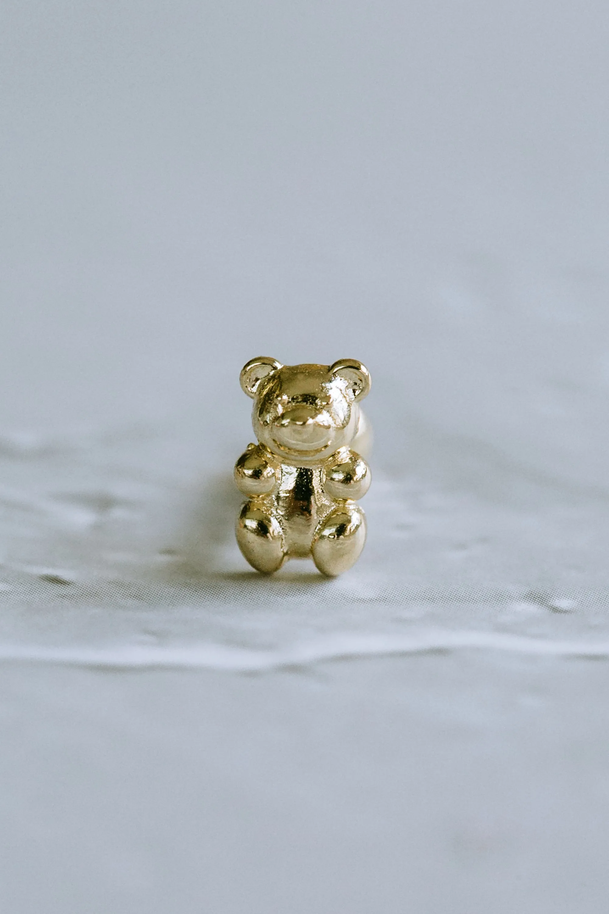 14k Gold Jewelry Minimalist Cute Teddy Bear Barbell Barbells Ears Stud Piercing