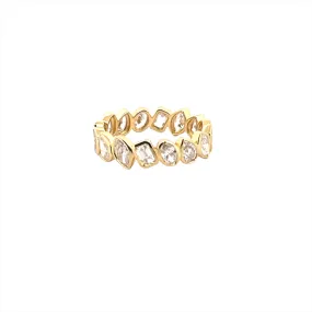 14K Gold Multi Shape Bezel Diamond Eternity Band