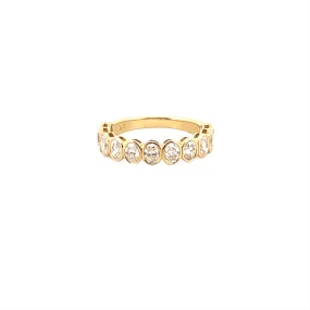 14K Gold Oval Cut Diamond Bezel Band