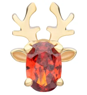 14kt Gold Reindeer Garnet CZ Threadless Top