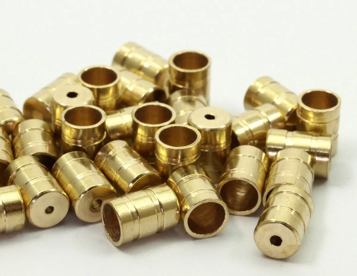 25 Raw Brass End Cap , Cord Tip - 4mm Cord End - 7.5x5 Mm (b0060)