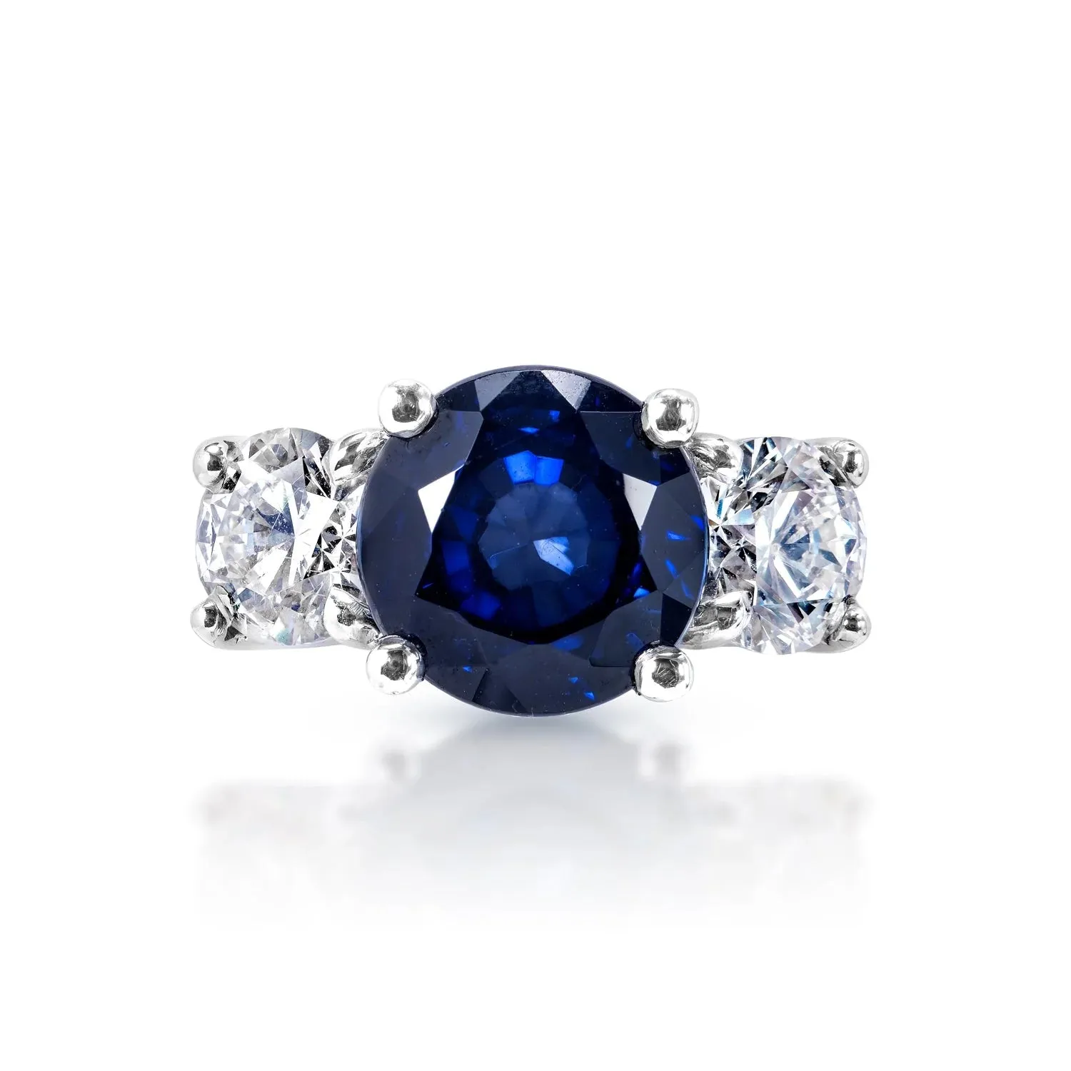 Adaline 8 Carat Round Brilliant Blue Sapphire Ring in 18 Karat White Gold