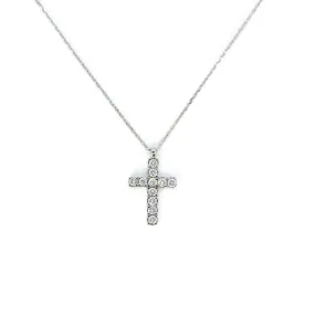 AFJ Diamond Collection - Diamond Cross Pendant Necklace, 14k White Gold