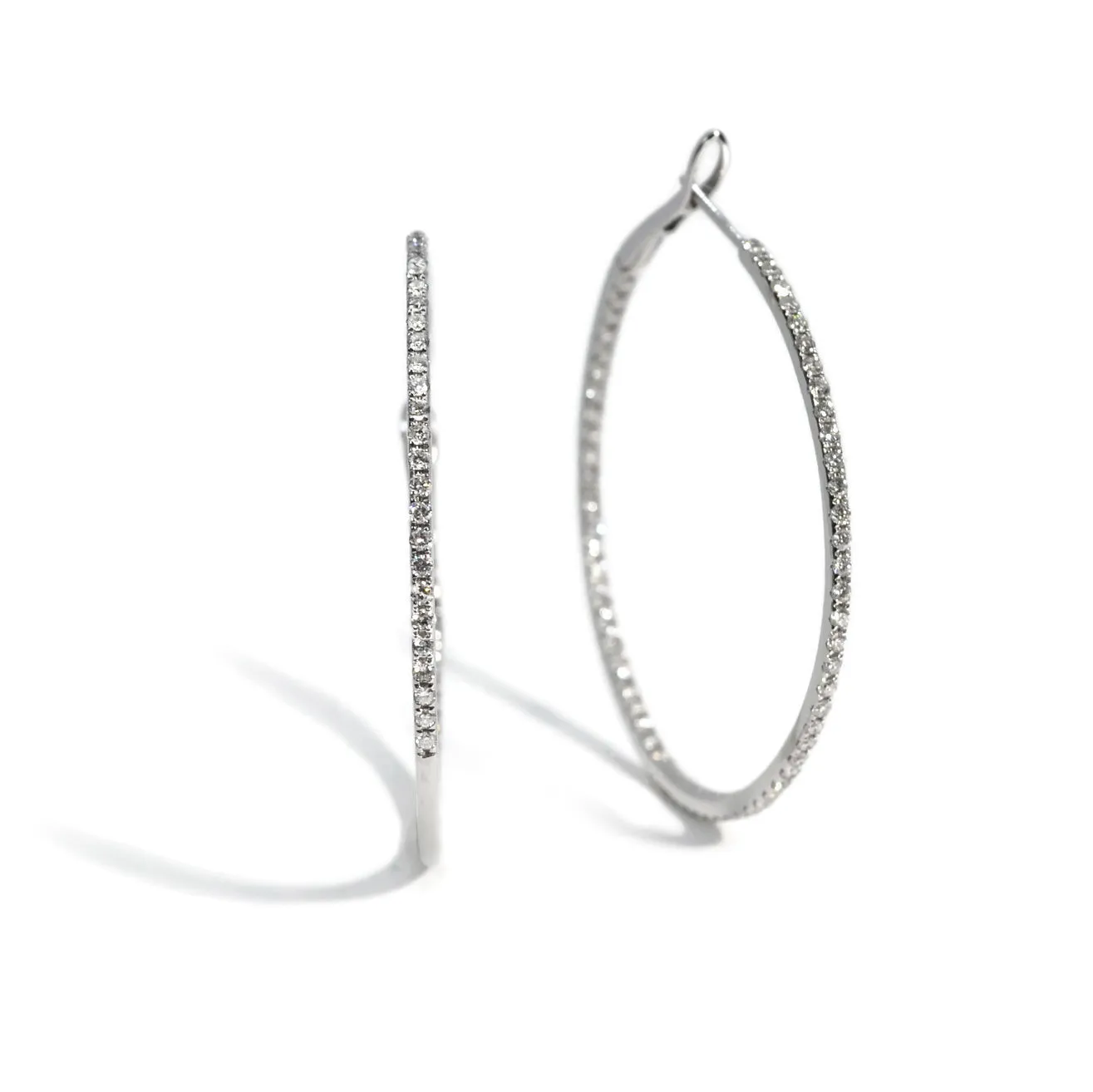 AFJ Diamond Collection - Diamond Hoop Earrings, 18k White Gold