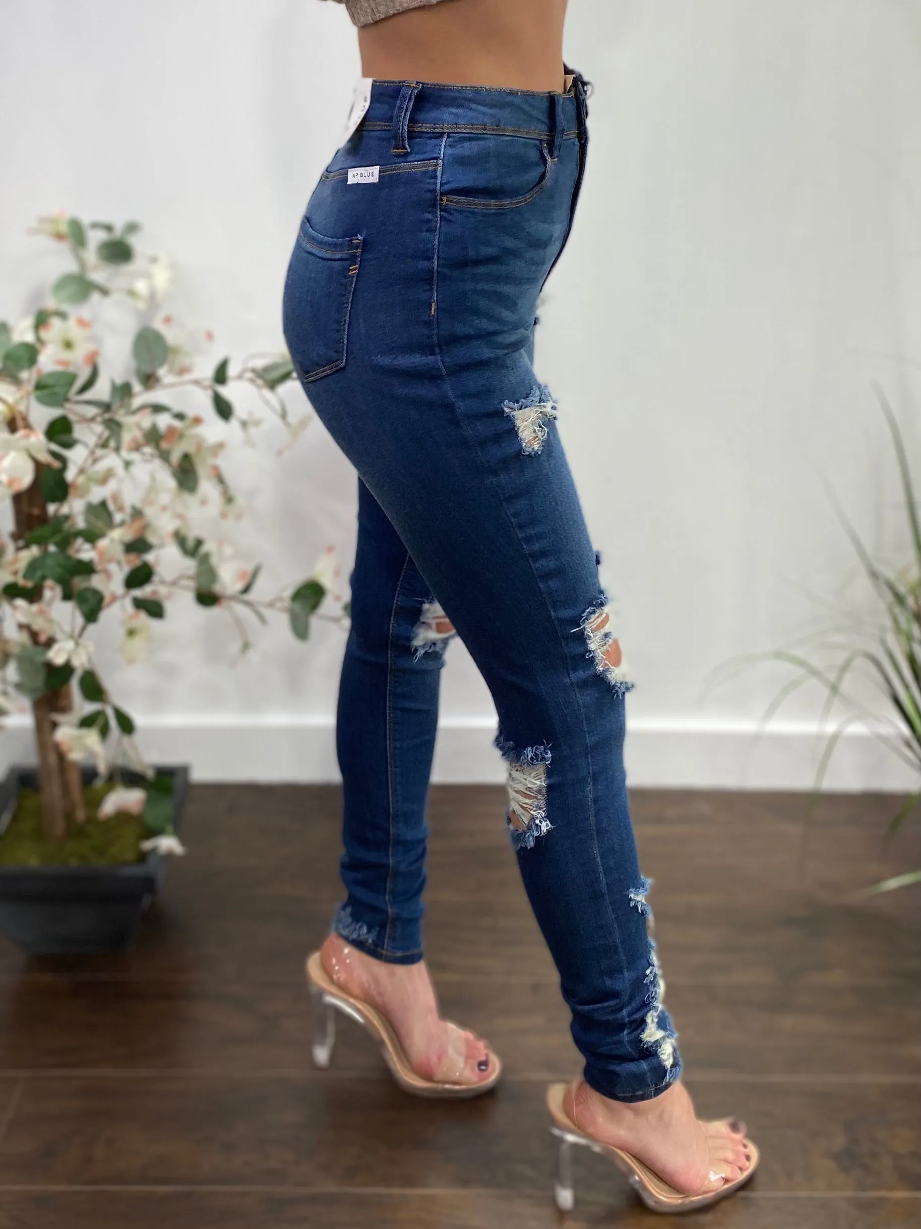 Aphrodite High Rise Skinny Jeans (Medium Blue) AP4425