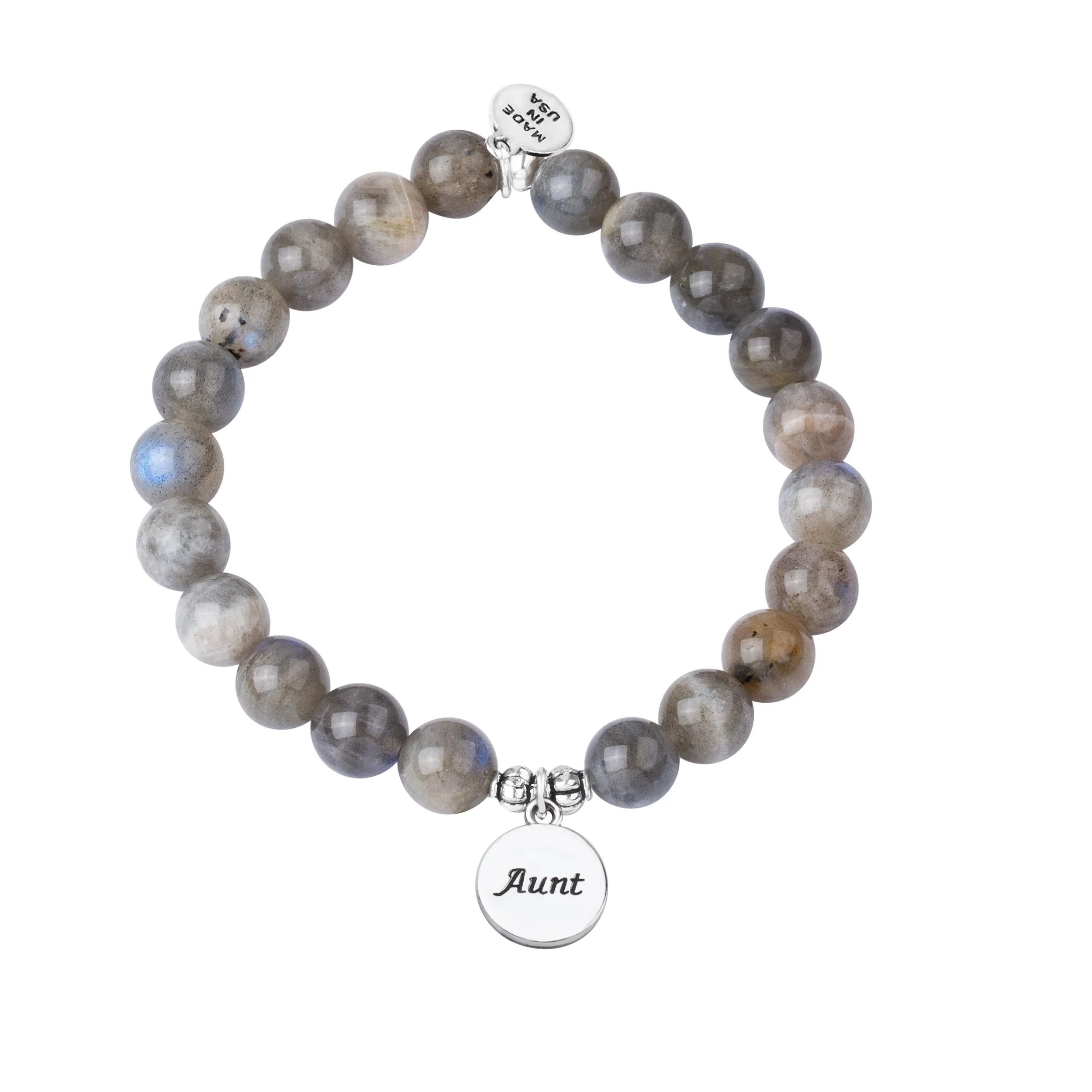 Aunt | Stone Beaded Charm Bracelet | Labradorite