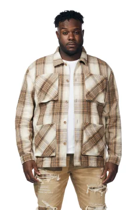 Big and Tall Plaid Flannel Overshirt - Driftwood