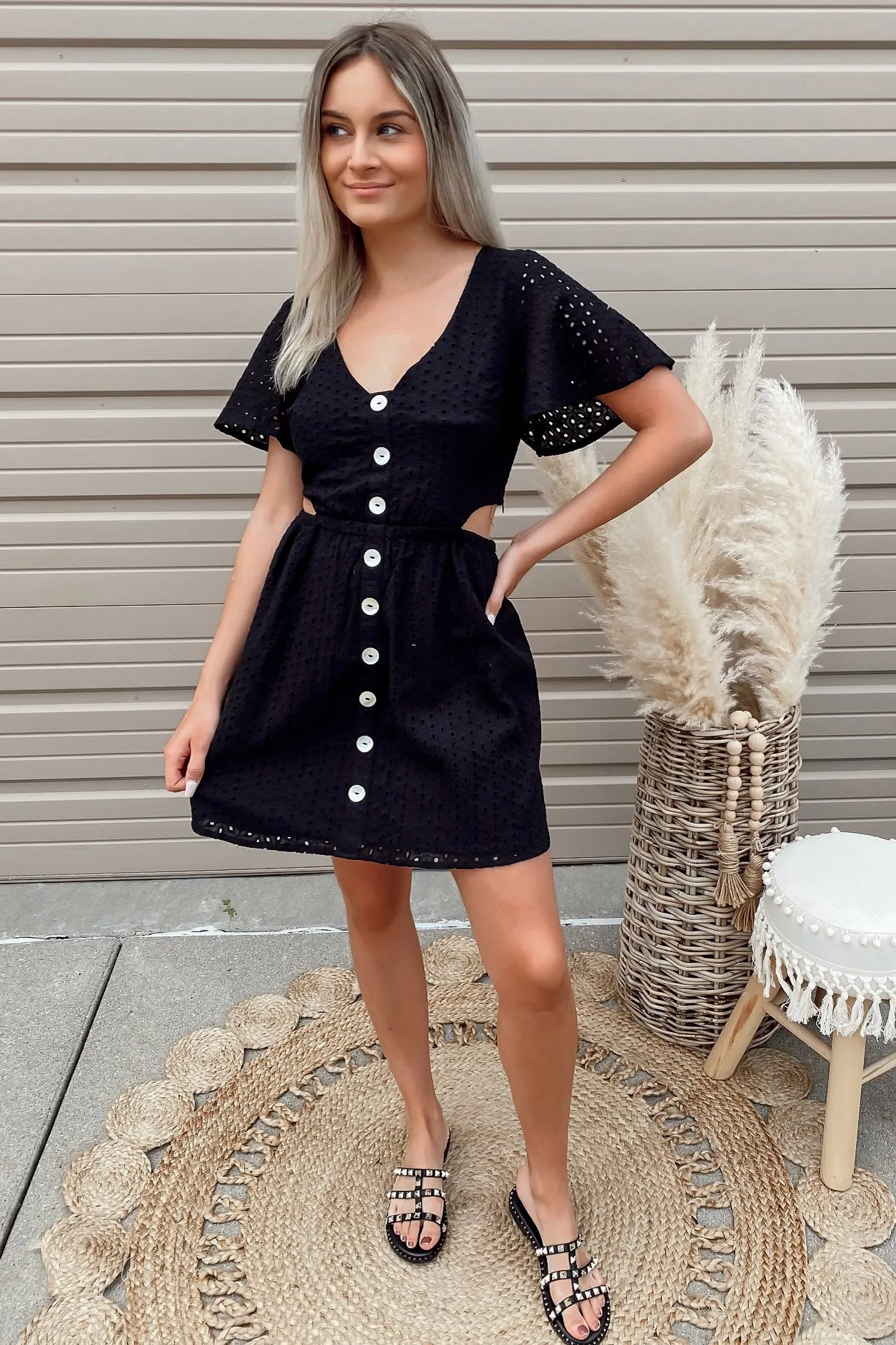 Cabo Black Eyelet Dress