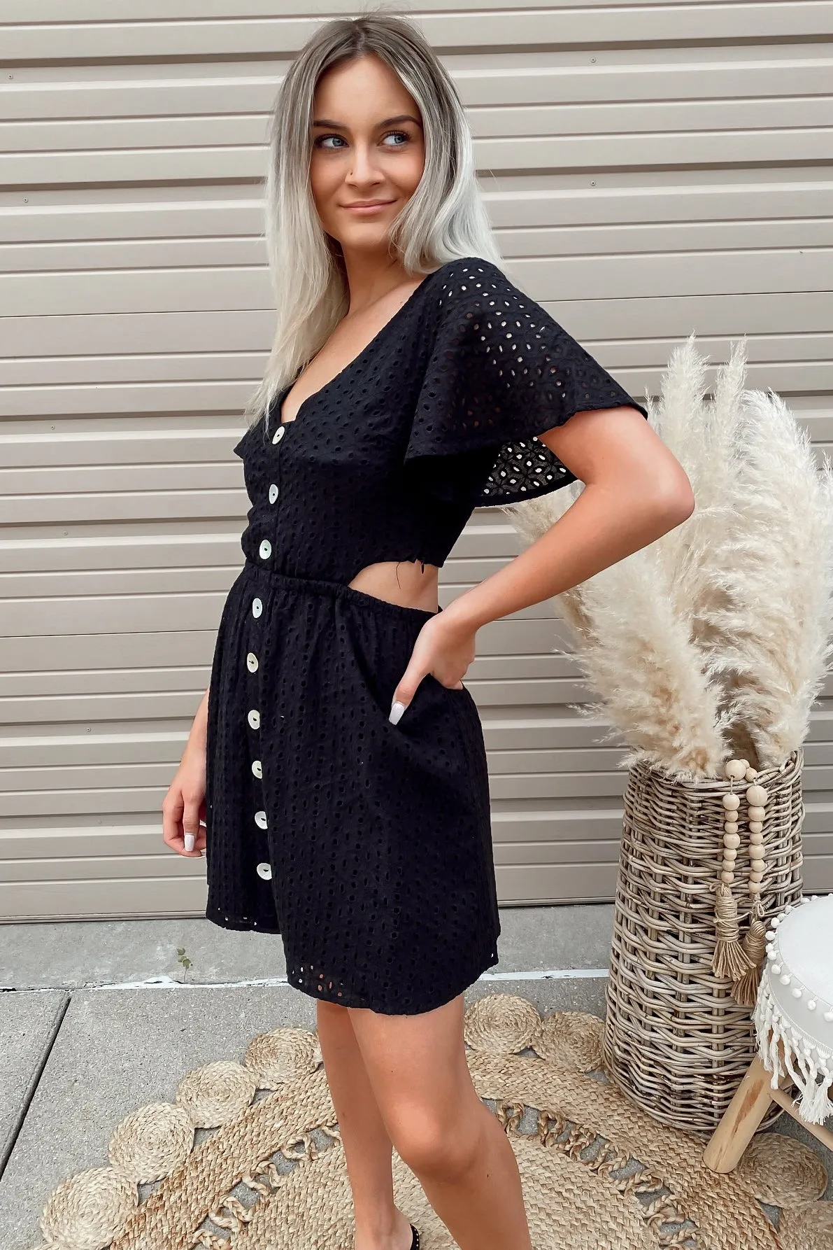 Cabo Black Eyelet Dress