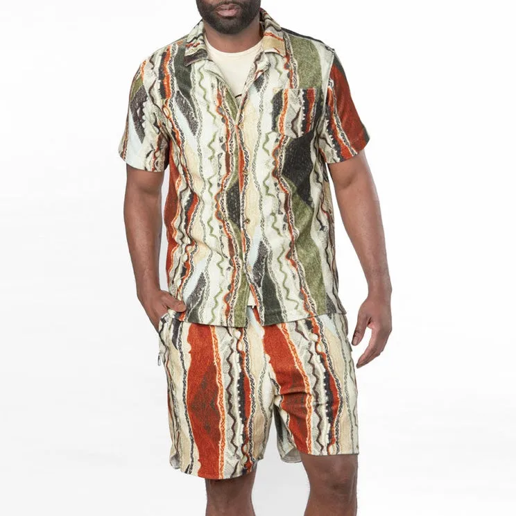 Coogi Taos Terry Short Sleeved Shirt (Multi Neutral) CG-KT-018