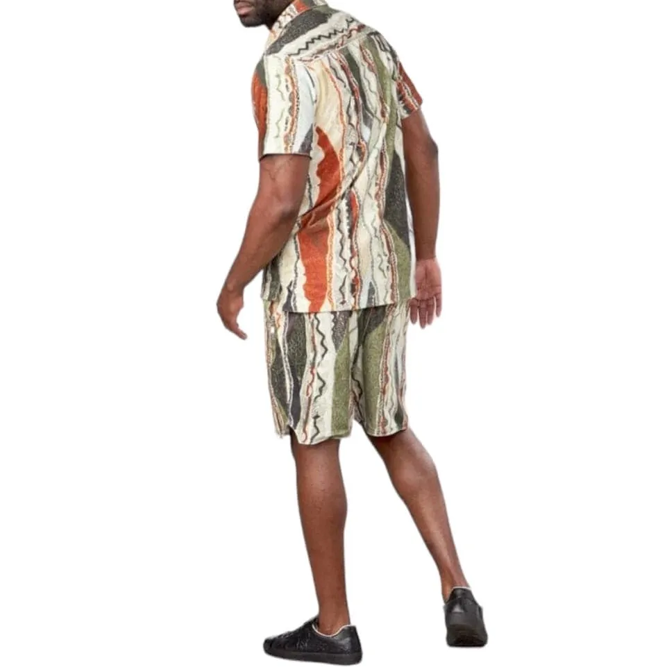 Coogi Taos Terry Short Sleeved Shirt (Multi Neutral) CG-KT-018