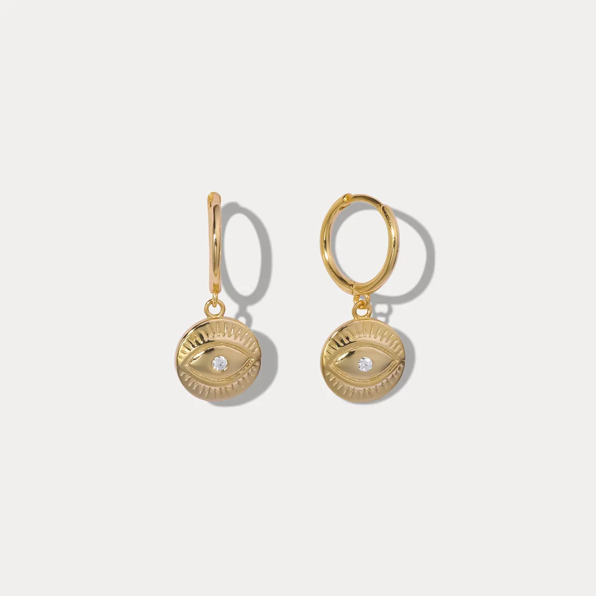 Diamond Eyes Round Drop Hoops Earrings