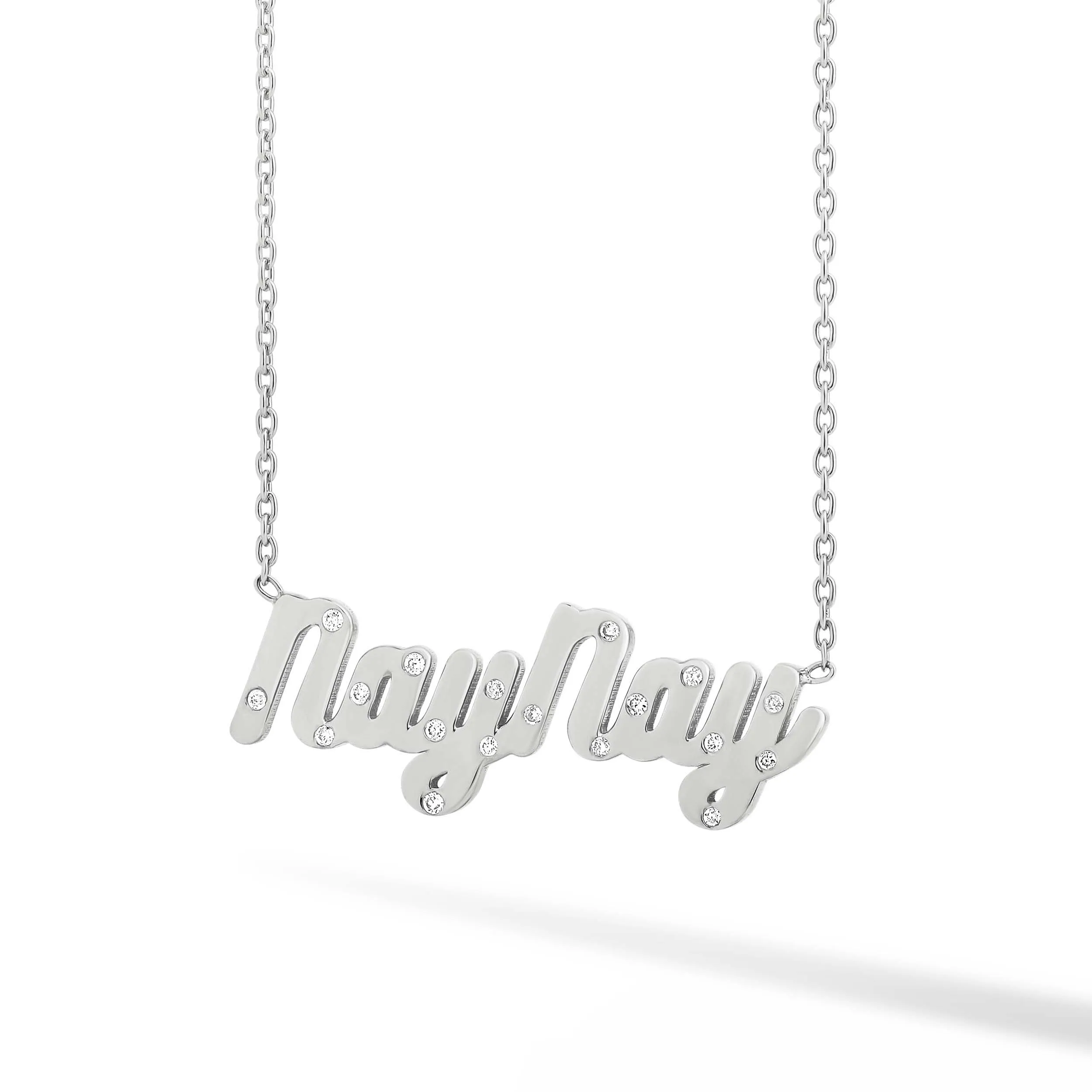 Diamond Inlay Single Name Necklace