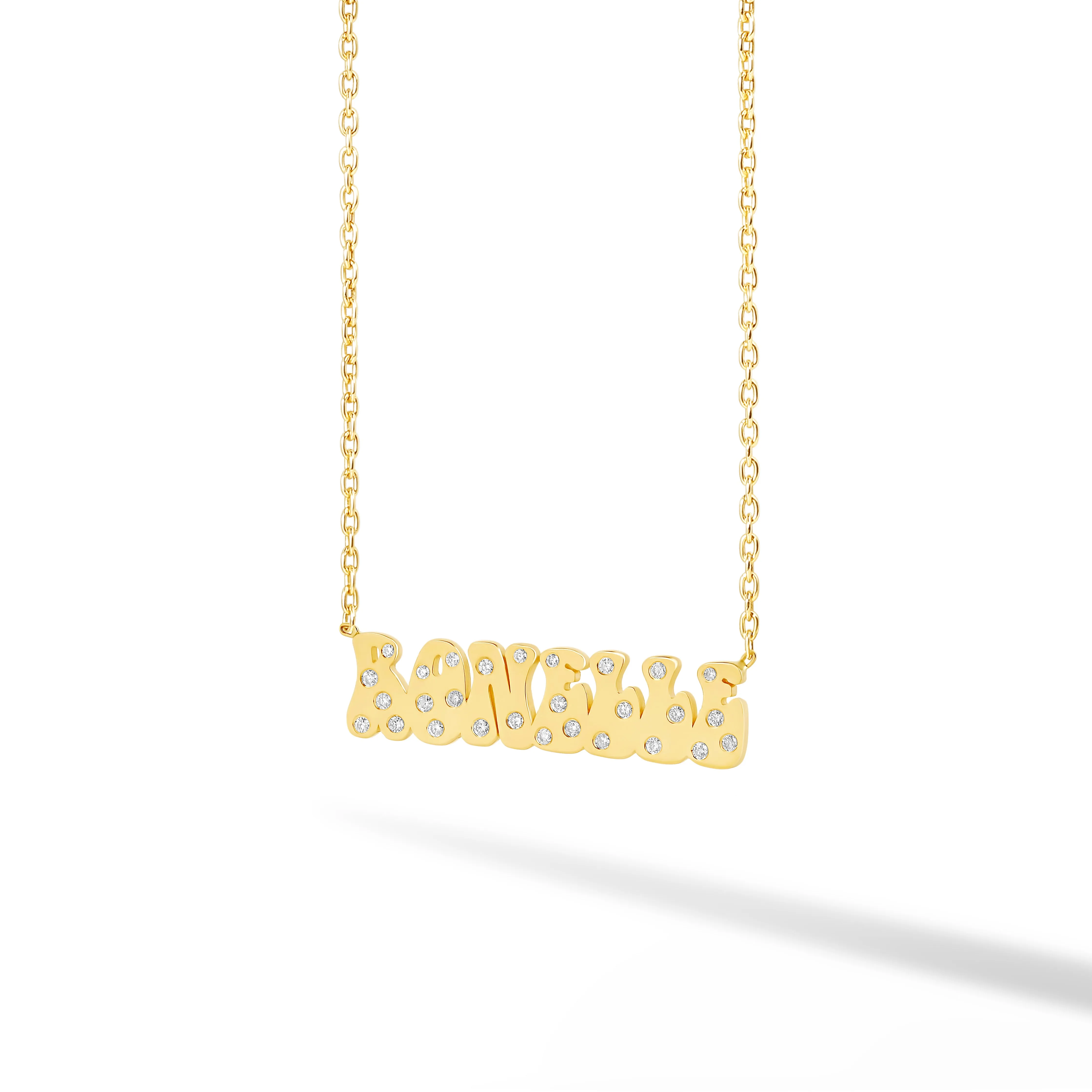 Diamond Inlay Single Name Necklace