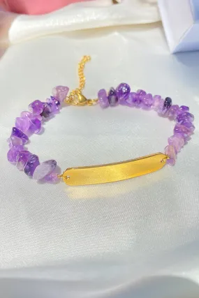 Engravable Amethyst Chip Esclava Bracelet