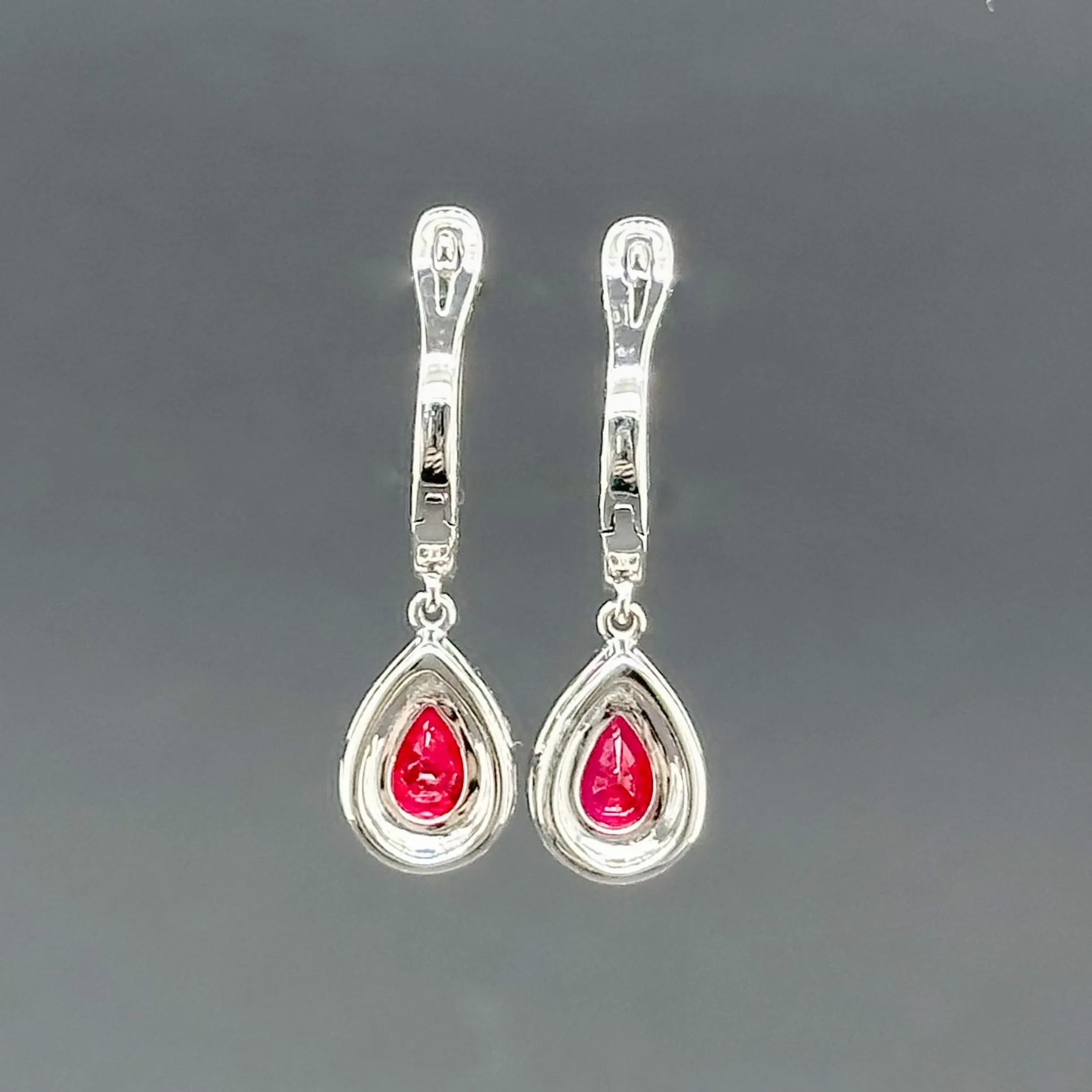 Estate 14K W Gold 0.24ctw Diamond and 0.90ctw Ruby Earrings