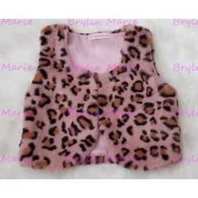 Faux Fur Pink Leopard Vest