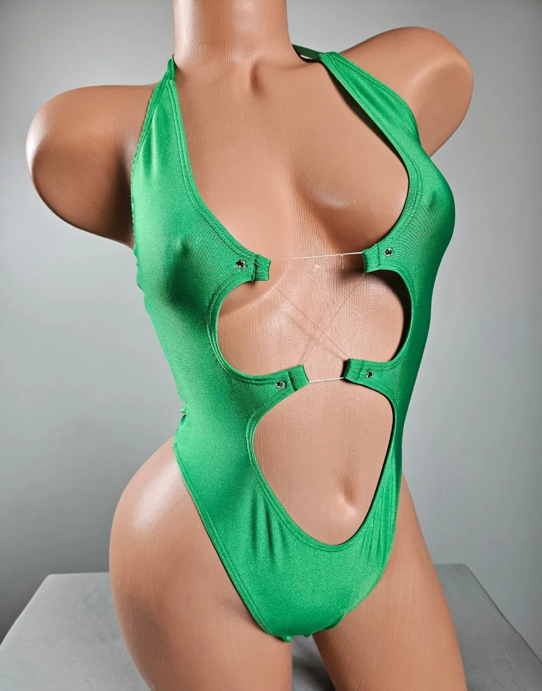 Green Lace Up Monokini