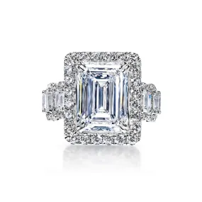 Lamya 11 Carat G VS1 Emerald Cut Lab Grown Diamond Engagement Ring in 18k White Gold. IGI Certified