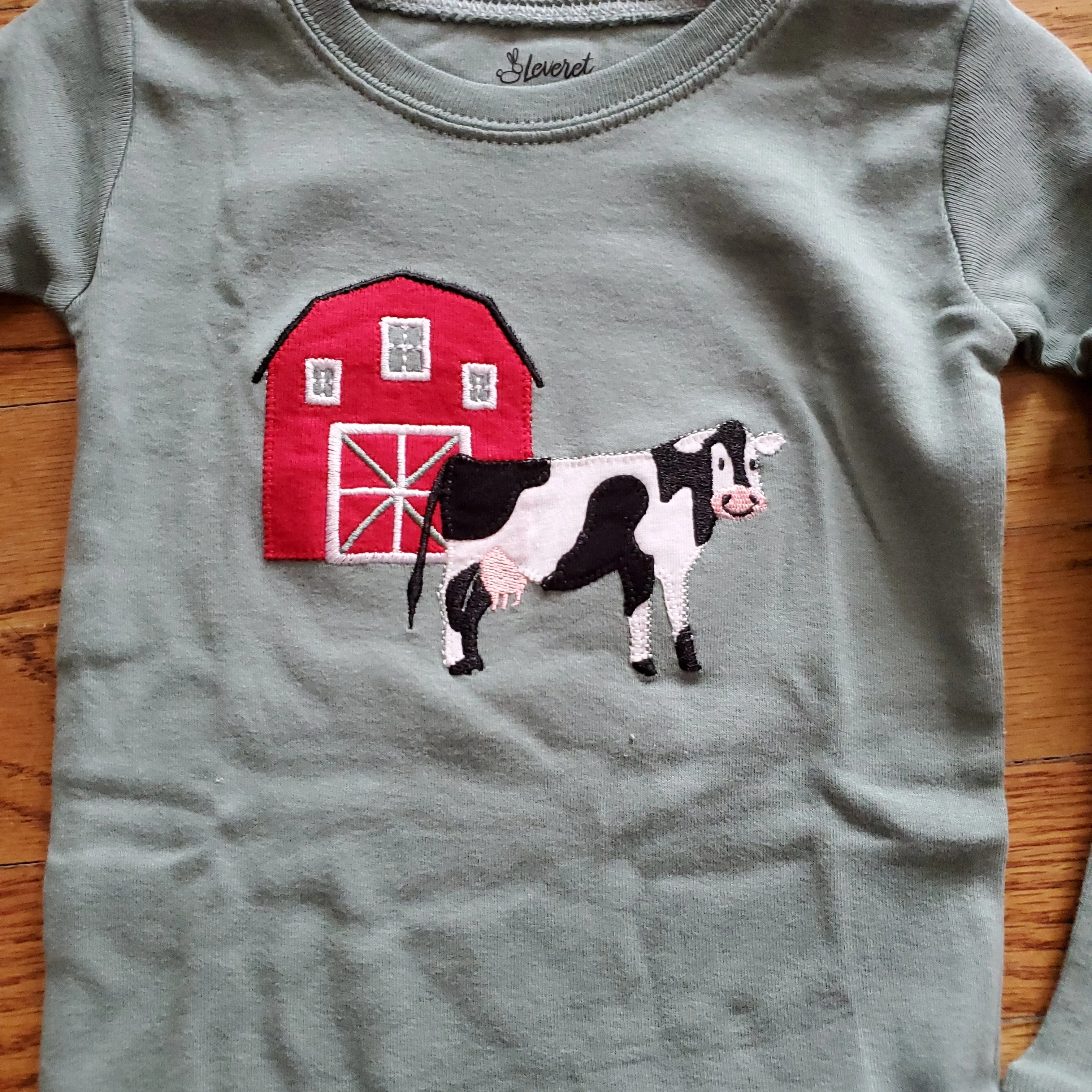 Leveret Green Cow Pj Set