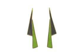 Lightning Shadow Earrings BRASS   CONCRETE Lime Green