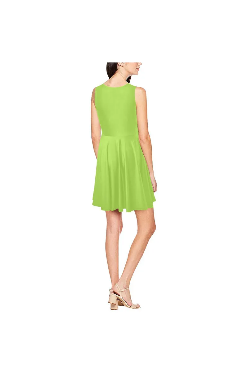 Lime Green Thea Sleeveless Skater Dress(Model D19)