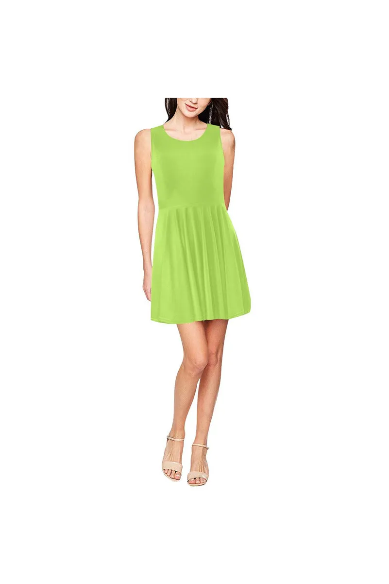 Lime Green Thea Sleeveless Skater Dress(Model D19)