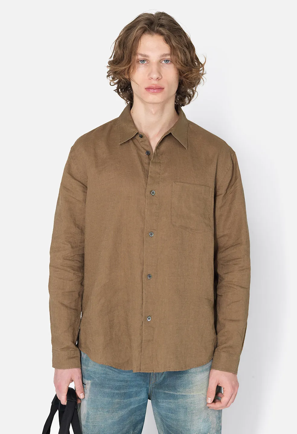 Linen Cloak Button Up / Brown