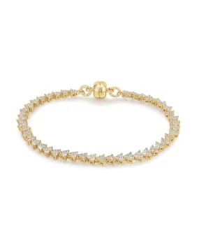 Luv Aj Isabelle Stud Tennis Bracelet in 14k Gold Plated in Clear CZ