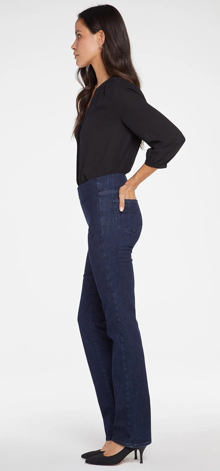 Marilyn Straight Pull-On Jeans Mediumblauw SpanSpring™ Denim | Langley