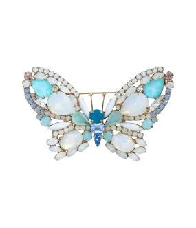 Medium Butterfly in White Opal / Aqua