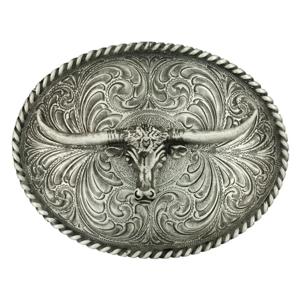 Montana Silversmiths Steer Head Antique Silver Attitude Buckle