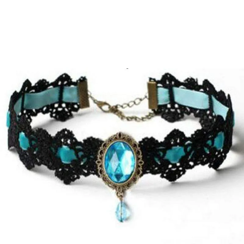 Nottingham Lace Aqua Choker Necklace