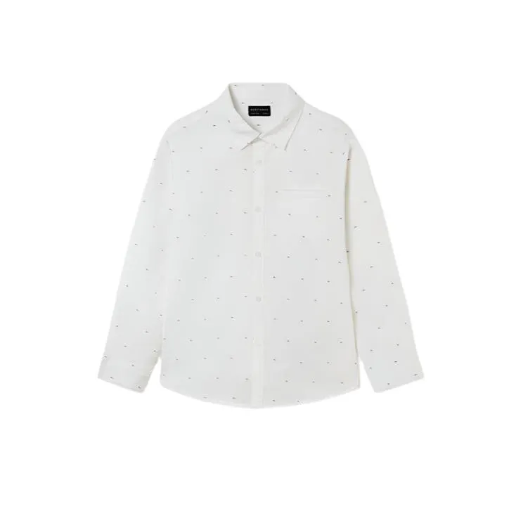 Nukutavake L/S Micro Print Shirt _White 7167-67