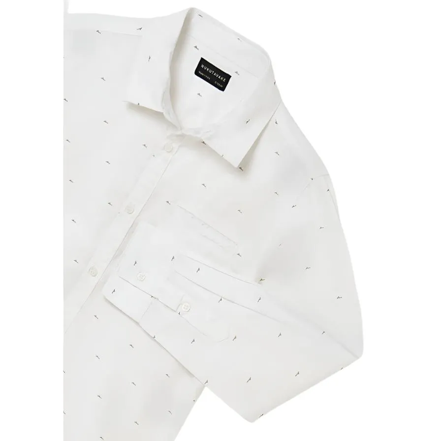 Nukutavake L/S Micro Print Shirt _White 7167-67