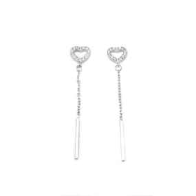 Open Heart with Drop Bar Earrings