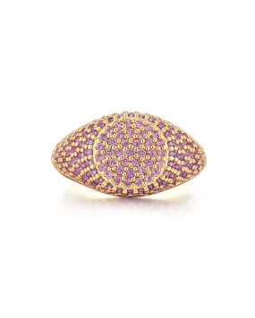 Pave Signet Ring- Pink- Gold