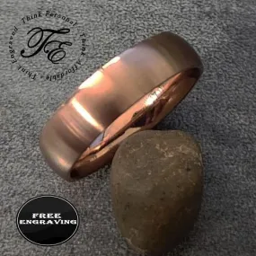 Personalized Men's Promise Ring - Matte Rose Gold Coated Stainless Steel