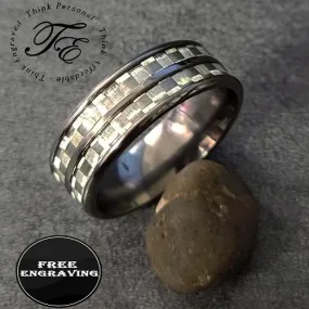 Personalized Men's Titanium Wedding Band - Double Carbon Fiber Inalys