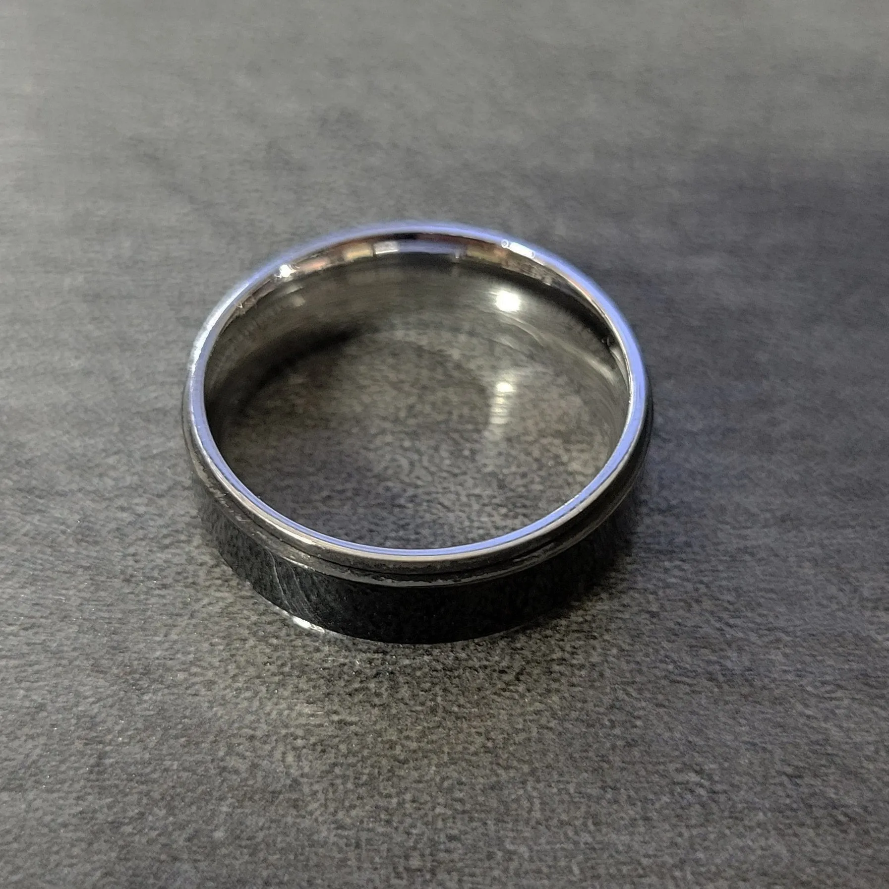 Personalized Men's Wedding Band - Black and Silver Fidget Spinner Ring