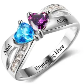 Personalized Mother's Ring 2 Birthstone Split Band Promise Ring