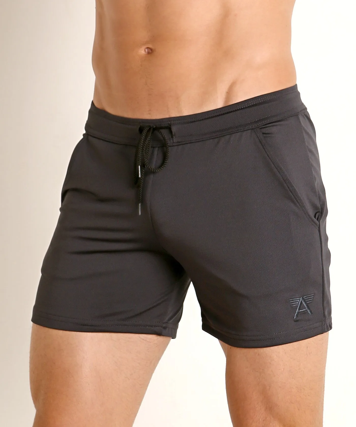 Pique Mesh Performance 5 Workout Shorts (Charcoal)