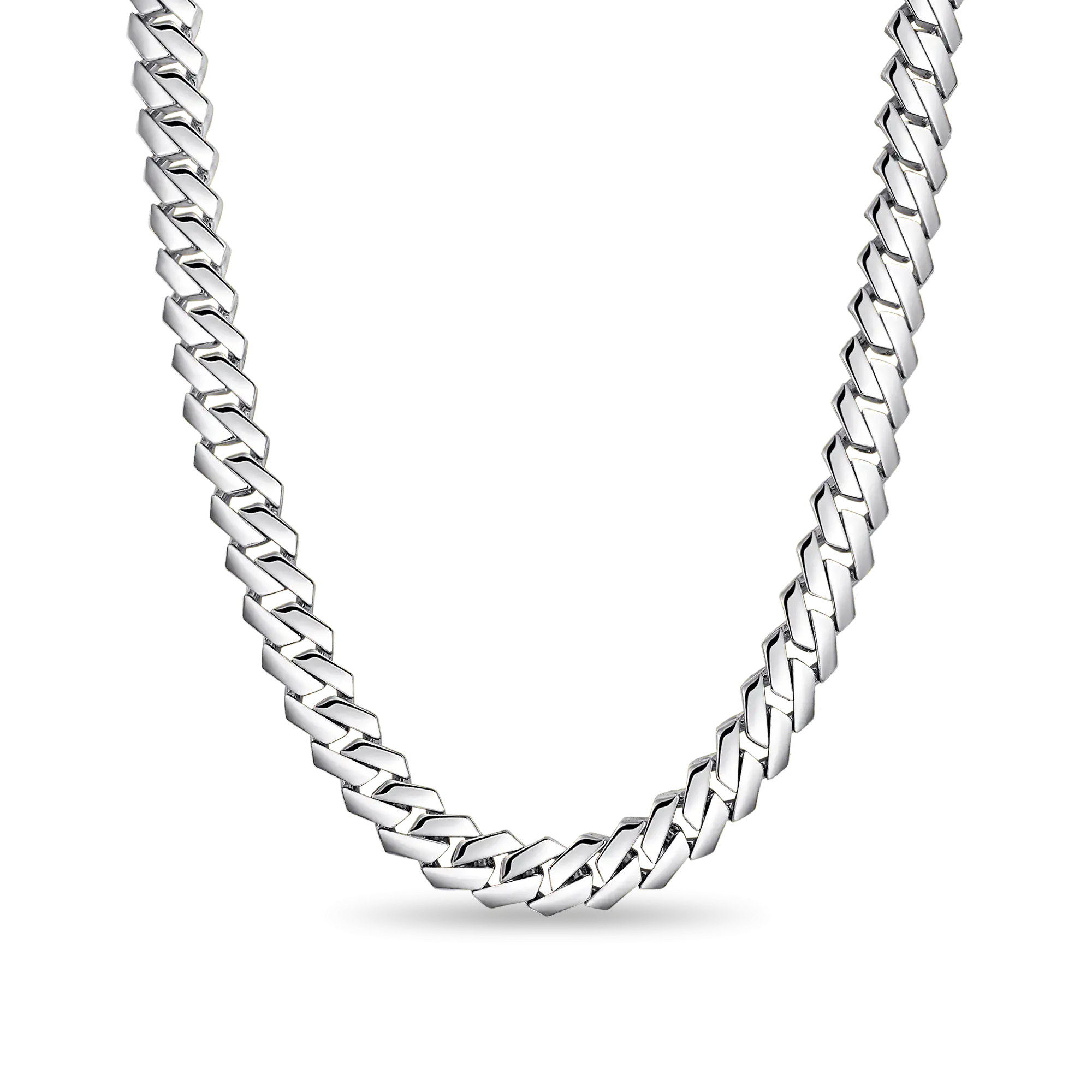 Plain Gold Moissanite Prong Cuban Link Chain