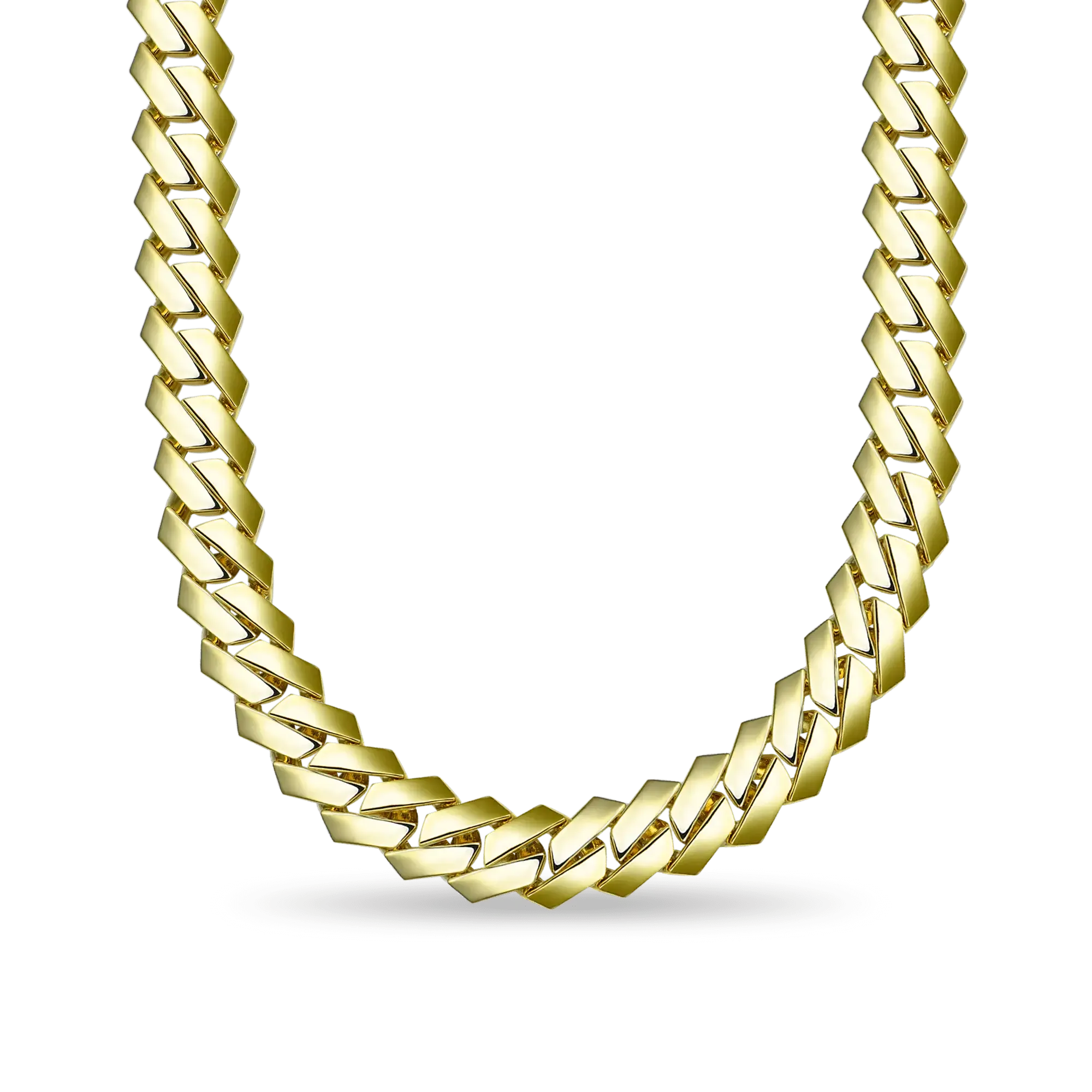 Plain Gold Moissanite Prong Cuban Link Chain