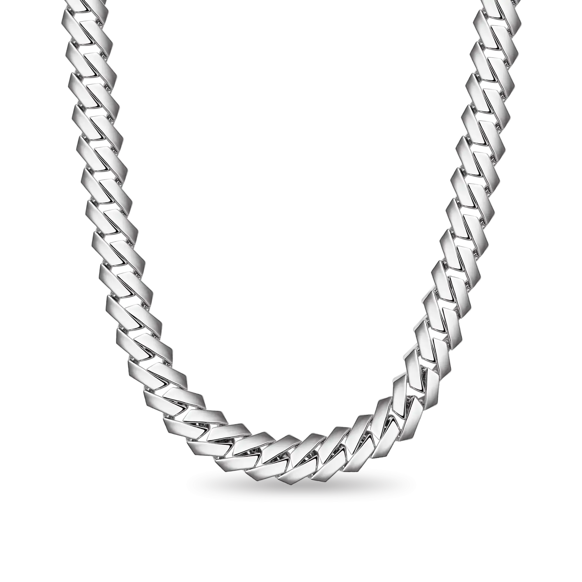 Plain Gold Moissanite Prong Cuban Link Chain