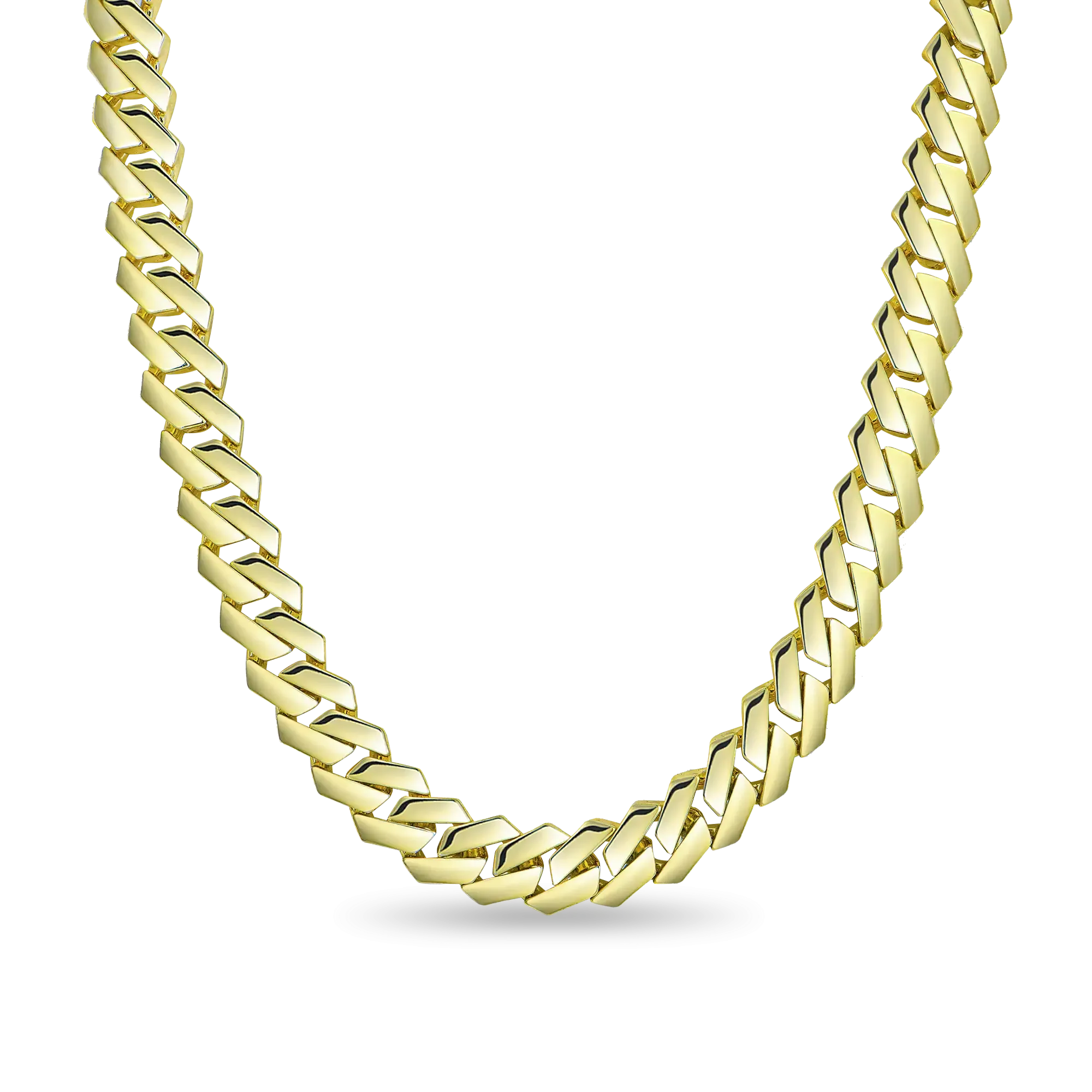 Plain Gold Moissanite Prong Cuban Link Chain