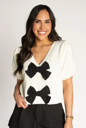 Poised Darling Ivory Bow Top