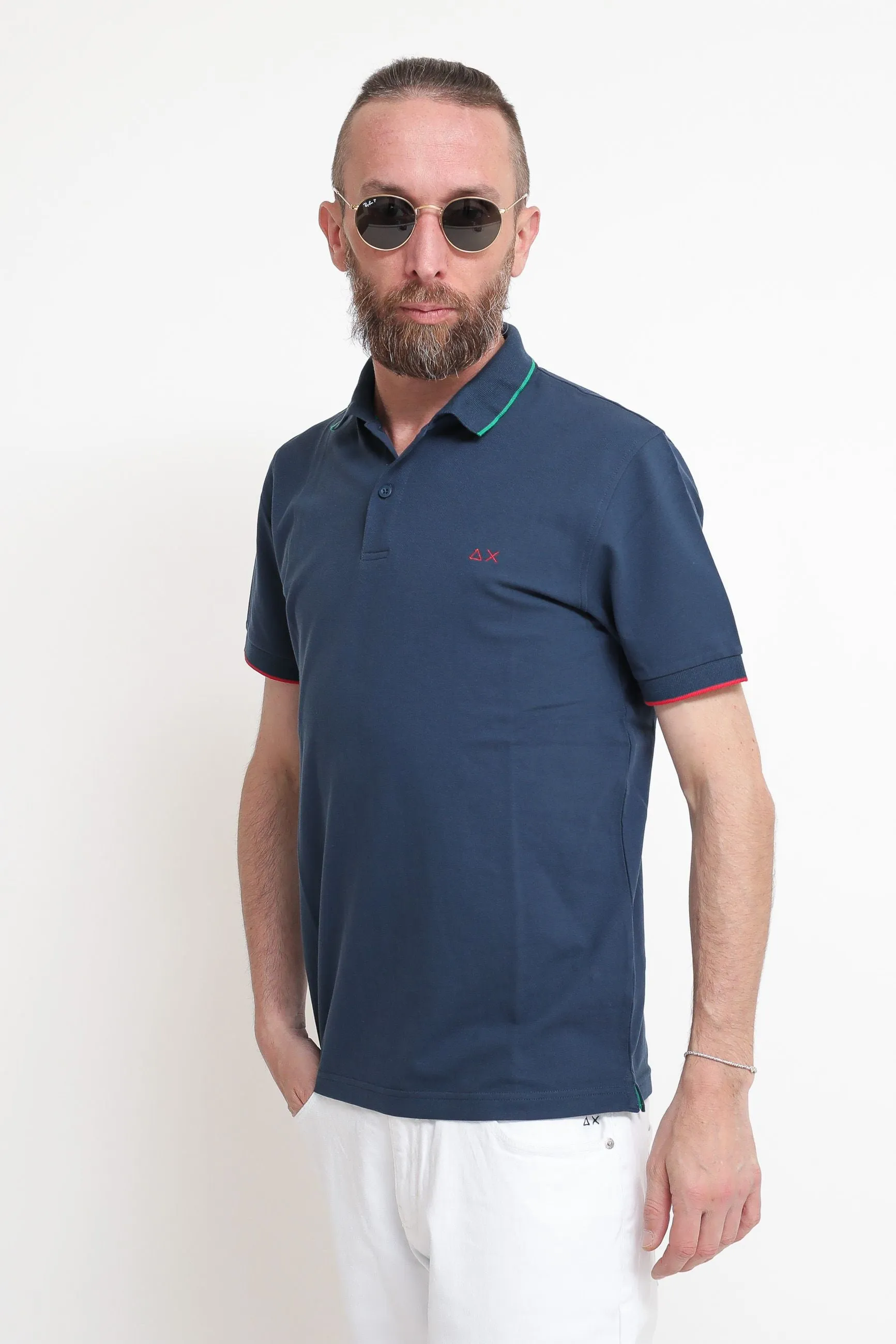 Polo Small Stripe On Collar El - Navy Scuro